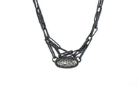 Image 1 of Black tourmaline quartz set in a hand made chain. Oxidised silver