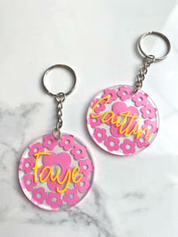 Image 2 of Personalised Flower Power Keyrings 