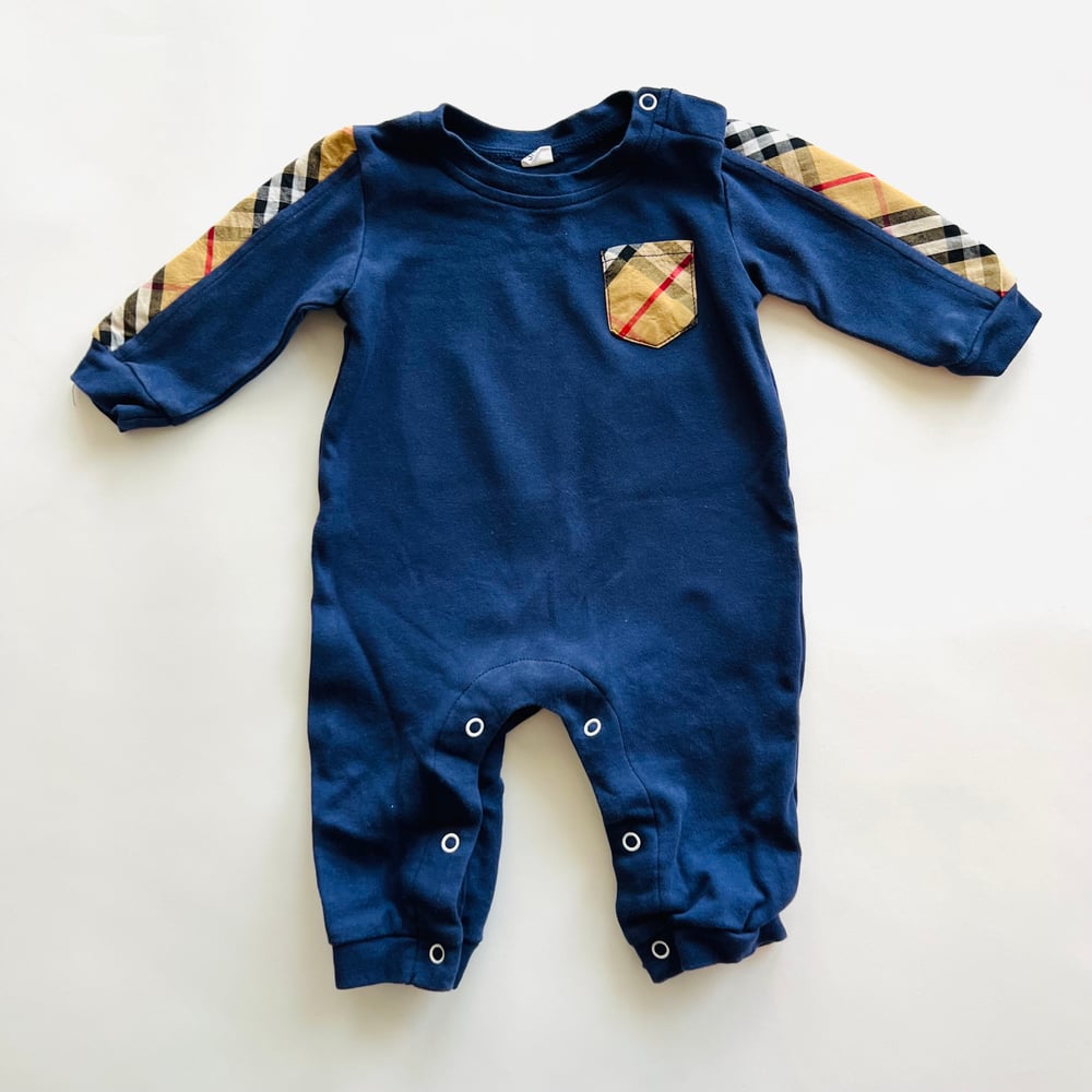 Image of BURBERRY BABY NAVY ONESIE size 3-6M