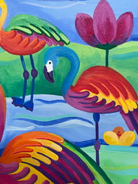 Image 3 of Fantasy Flamingos Print 