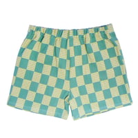 Image 1 of EZ Shorts- green checkerboard