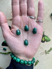 Image 5 of Simple Malachite Gem Drop Necklace