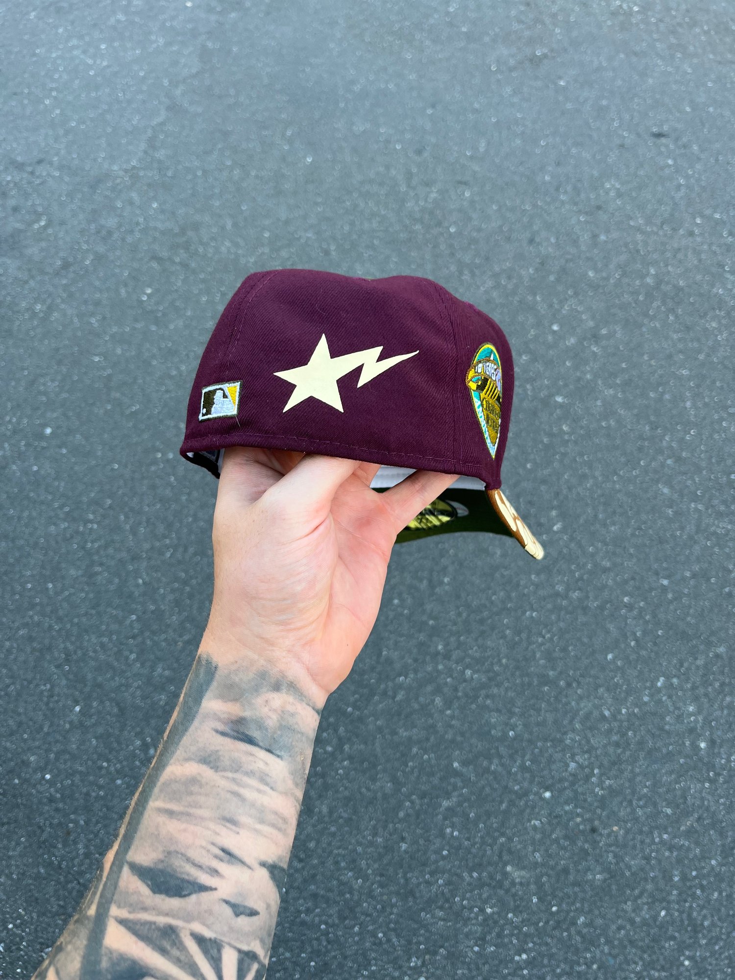 Image of OLIVE BRIM MULTI TONE COLORADO ROCKIES CUSTOM FITTED CAP