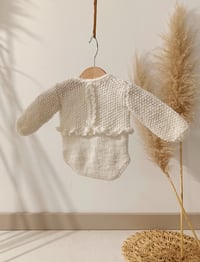 Image 2 of Newborn girls knitted bodysuit for photoshoots | Aila  | creamy