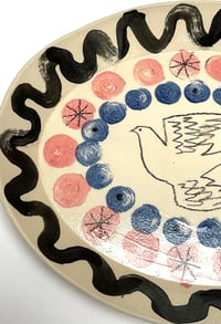 Image 4 of Dove small handbuilt and hand decorated earthenware oval plate