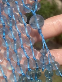 Image 1 of Aquamarine Mala, Aquamarine 108 Beads Japa Mala, Aquamarine Hand Knotted Gemstone Necklace