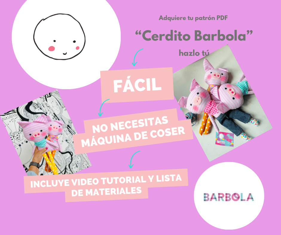 Image of Patrón PDF Cerdito Barbola