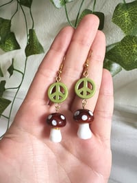 peace, love, & mushrooms earrings