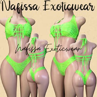 Image 3 of Lime Green Backless Bodysuit and Shorts Set with Gold 