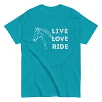 Image 4 of Unisex classic tee, Live Love Ride Western Horse Shirt Unisex Cowgirl Equestrian Graphic Tee