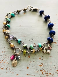 Image 3 of lapis turquoise and citrine charm bracelet