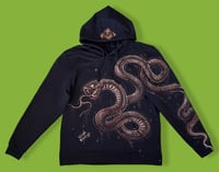 Image 1 of “YEAR OF THE SNAKE” BLEACH PAINTED PULLOVER HOODIE LARGE