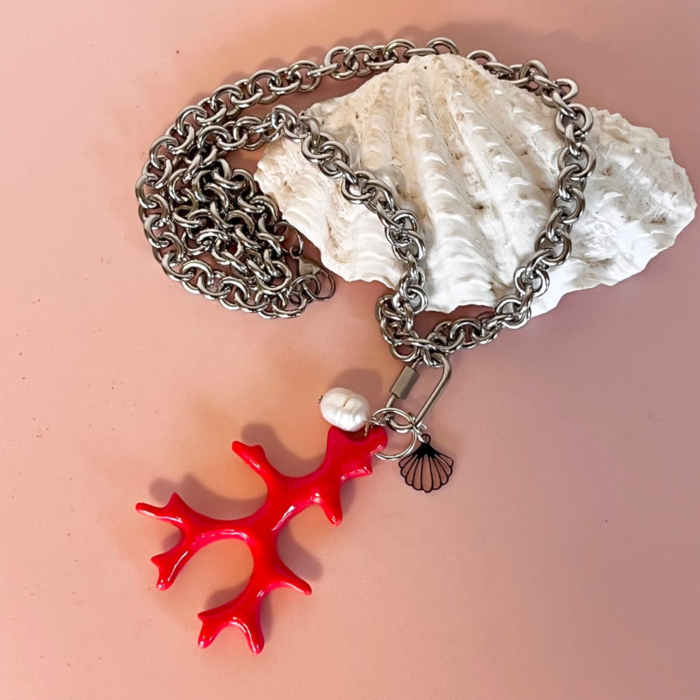 Image of Big Chunky Coral Necklace - Stainless Steel