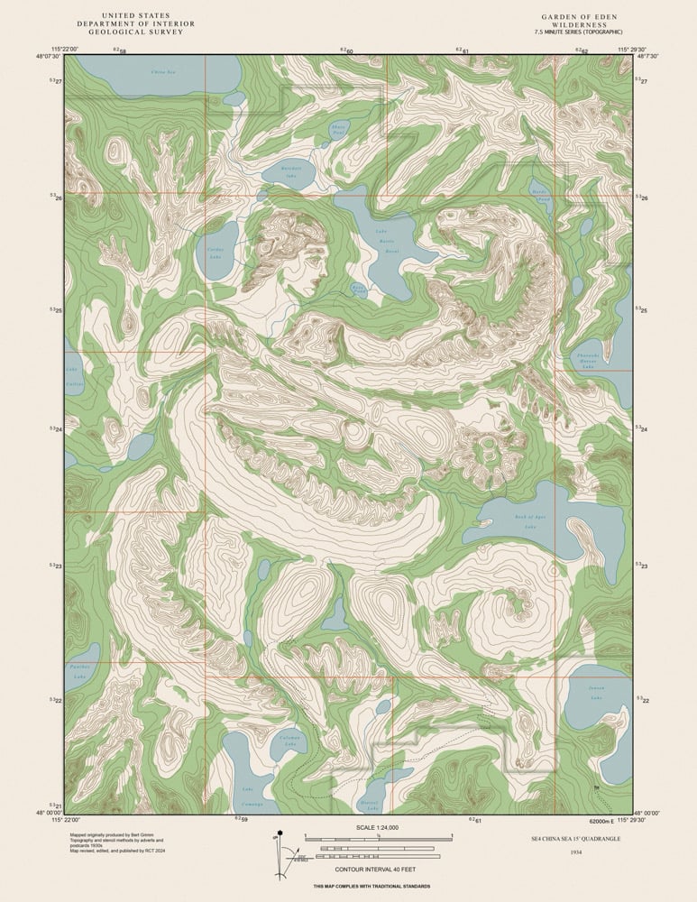 Image of Garden of Eden Topo Map print