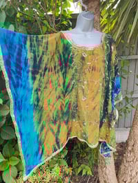 Image 4 of Poncho Woodstock Top -free size yellow blue