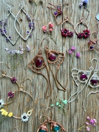 Image 4 of Copper Luna Wing Earrings with Ruby