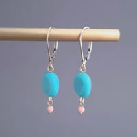 Image 2 of Dormeuses turquoise et rose en gold filled