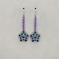 Image 2 of Mystic Mint Chainmaille Star Earrings