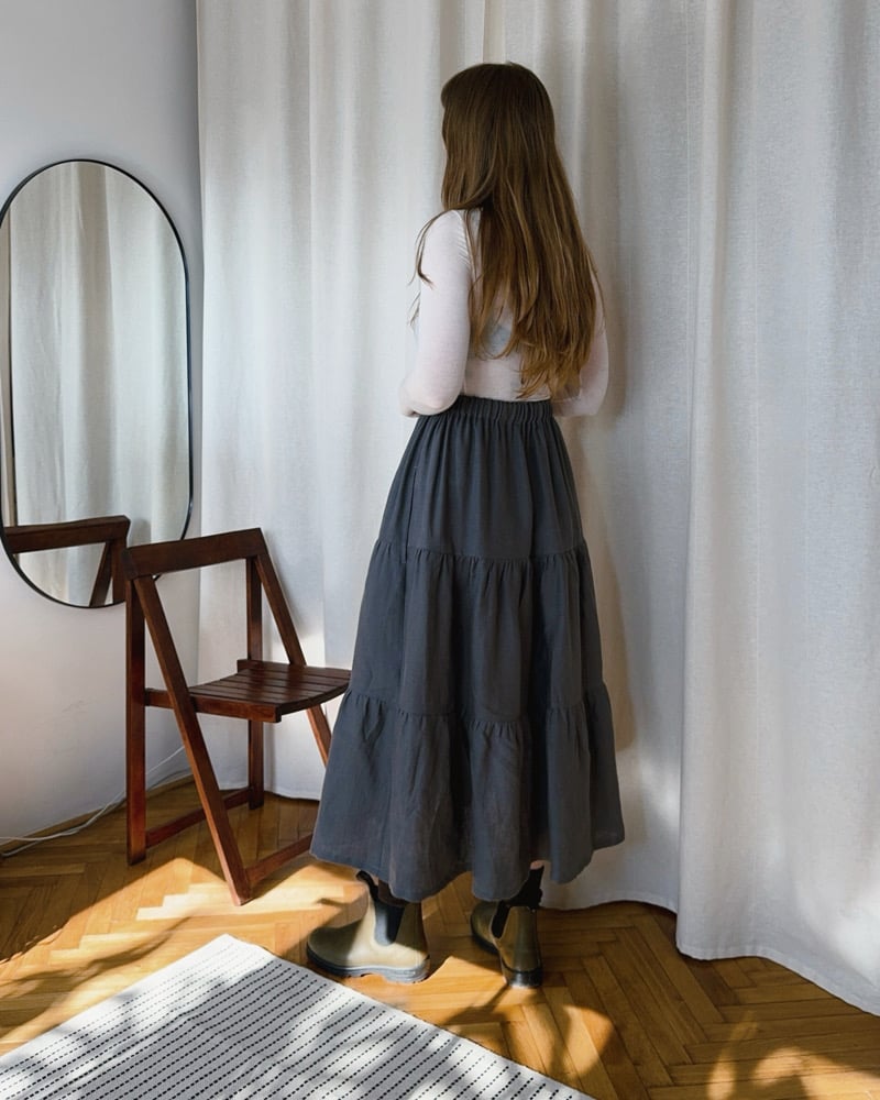 Image of n a n o v o ruffle skirt 001 / 100% ľan / LIMITED 2 PIECES