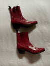 red leather thunderbird boots