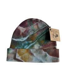 Image 5 of Adult Knit Cuff Beanie in Earthy Geode Ice Dye
