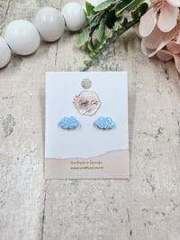 Image 5 of Blue Embossed Polymer Clay Stud Earrings (multiple styles)