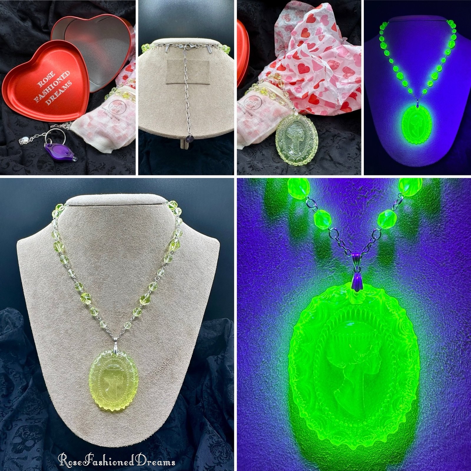 Uranium glass 12mm sterling silver pendant on sterling selling diamond cut 20