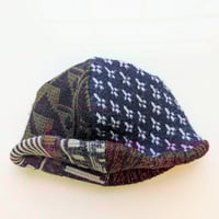 Image 2 of Shallow Fit Upcycled Reversible Beanie Navy Sashiko x Red 