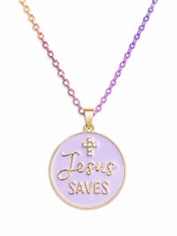 Image 3 of Jesus Saves Rainbow Necklace 