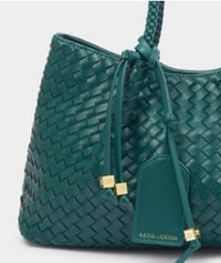 Image 1 of Katie Loxton Palm Green Nova Hand Woven Small Shoulder Tote 