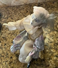 Image 3 of Spinning Musical Harlequin Jester Porcelain Clown 1980s 