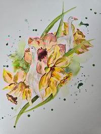 Image 2 of "Geese & Daffodils" Original 