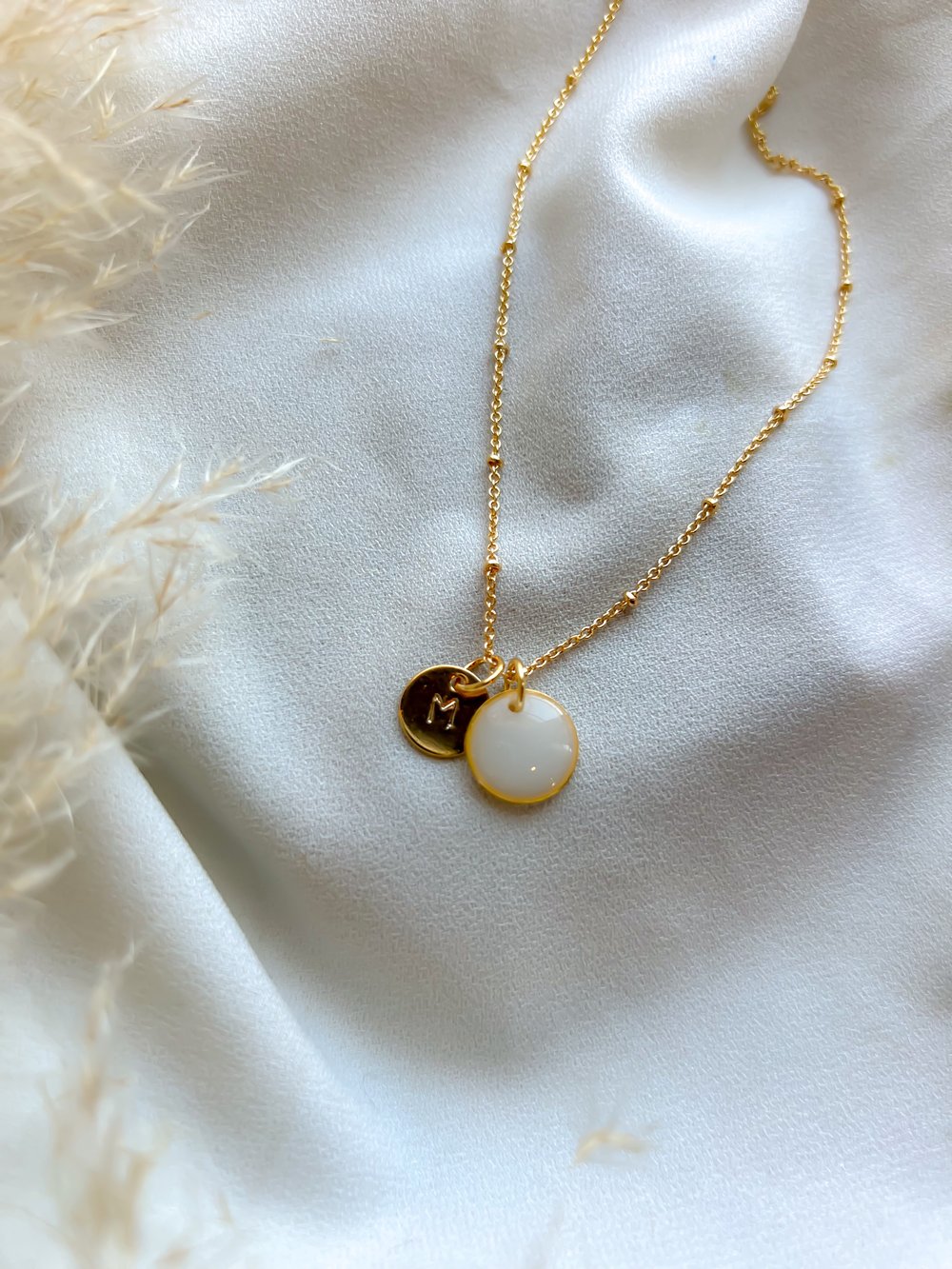 BM Satellite Chain Gold Plated  (Initial Stamp & opal option available below)