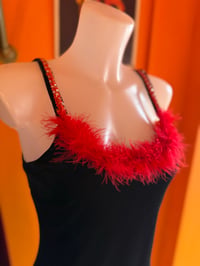 Image 4 of Velvet Vixen Red Feather Mini Dress S/M