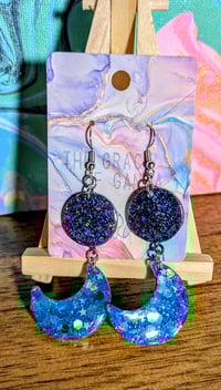 Image 3 of Blue Moon Stacked Dangles (Glowing Goddess)