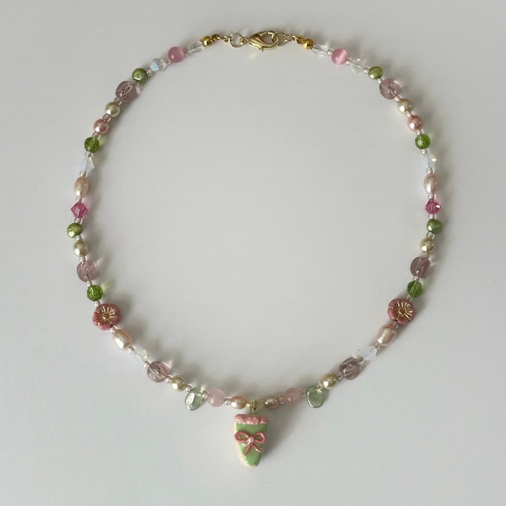 Image of strawberry matcha cake