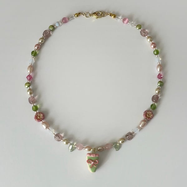 Image of strawberry matcha cake