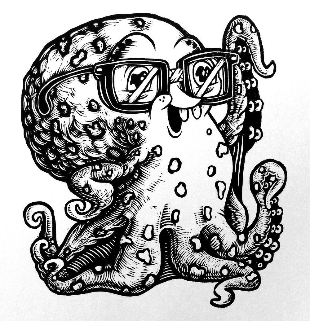 Nerdy Octopus T-shirt (A3)**FREE SHIPPING**