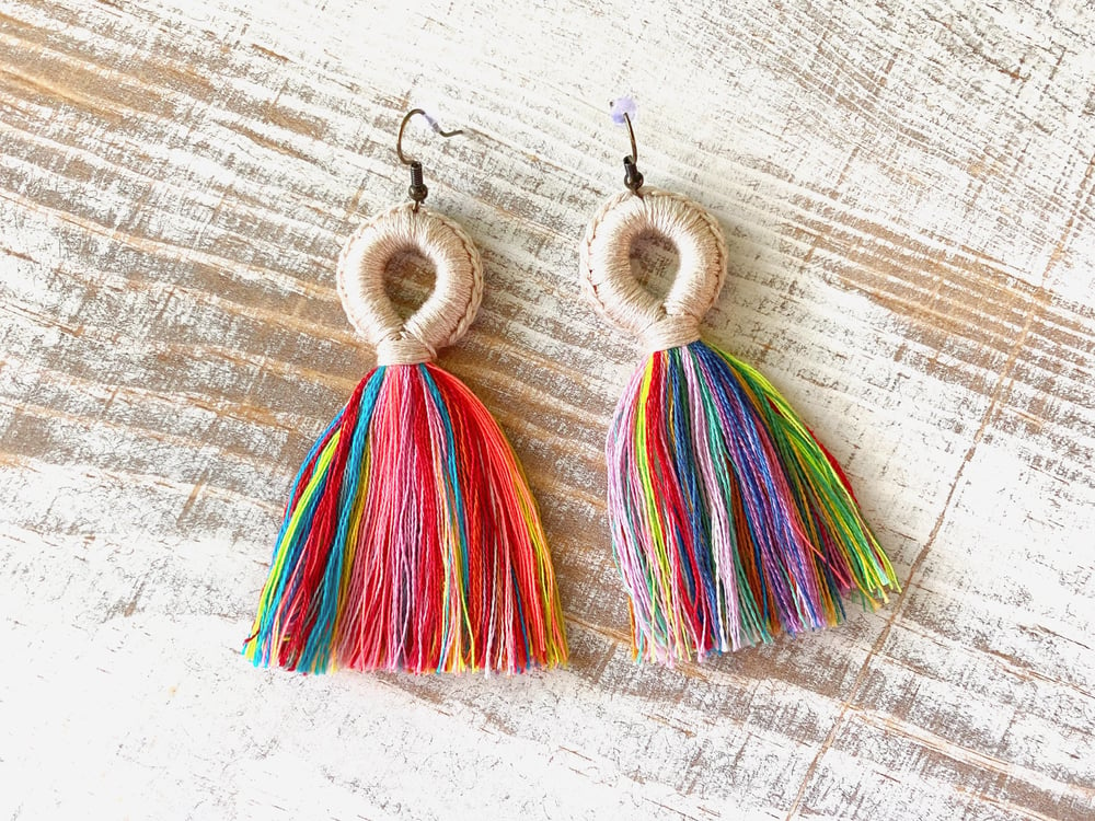 Image of Rainbow Tassel Earrings