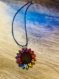 Image 2 of Tie dye Sunflower Shaped necklace and earrings 