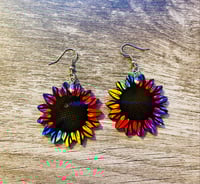 Image 3 of Tie dye Sunflower Shaped necklace and earrings 