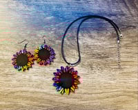 Image 5 of Tie dye Sunflower Shaped necklace and earrings 