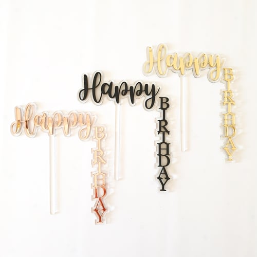 Image of Predesigned Floating Happy Birthday Cake Toppers