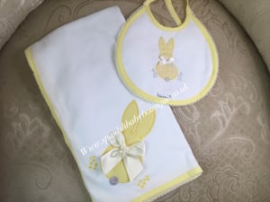 Image of Baby Cloth / Wrap and bib set bunny