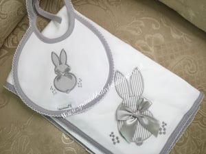 Image of Baby Cloth / Wrap and bib set bunny