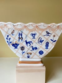 Image 4 of Cobalt Lattice Motifs - Large Romantic Vase