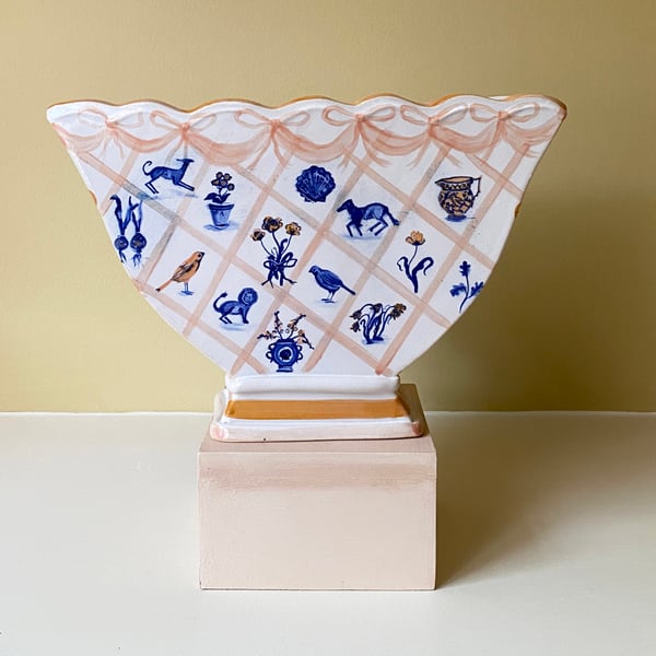 Image of Cobalt Lattice Motifs - Large Romantic Vase