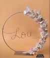 Couronne en fleurs séchées sur support à pied 30cm