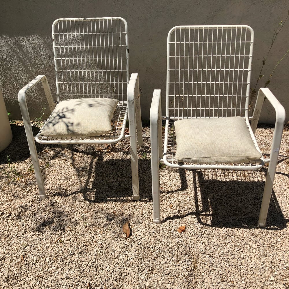 Image of Paire de chaise blanc metal