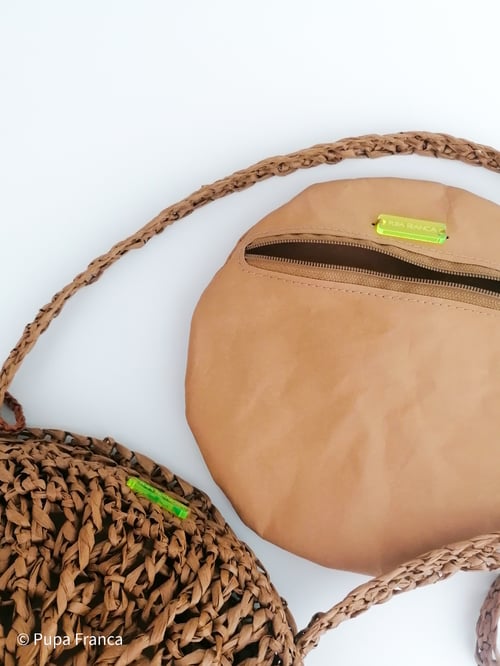 Image of Small Cross-shoulder Raffia Bag in Brown